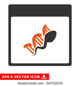 Sperm DNA Replication Calendar Page icon. Vector EPS illustration style is flat iconic bicolor symbol, orange and gray colors.