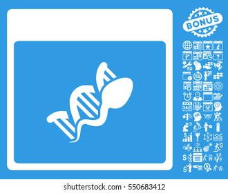 Sperm DNA Replication Calendar Page pictograph with bonus calendar and time management pictograms. Vector illustration style is flat iconic symbols, white, blue background.