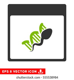Sperm DNA Replication Calendar Page icon. Vector EPS illustration style is flat iconic bicolor symbol, eco green and gray colors.