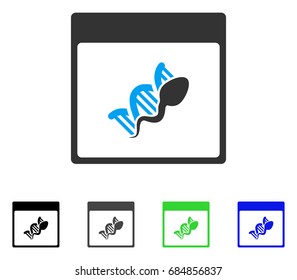 Sperm DNA Replication Calendar Page flat vector pictograph. Colored sperm DNA replication calendar page gray, black, blue, green icon versions. Flat icon style for web design.
