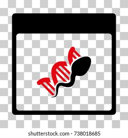 Sperm DNA Replication Calendar Page icon. Vector illustration style is flat iconic bicolor symbol, intensive red and black colors, transparent background. Designed for web and software interfaces.