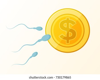 Sperm donation for reward, color vector illustration