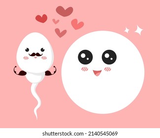 sperm and egg cartoon character. vector illustration