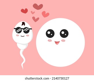 sperm and egg cartoon character. vector illustration
