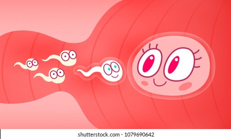 sperm and egg cartoon style