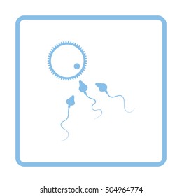 Sperm and egg cell icon. Blue frame design. Vector illustration.
