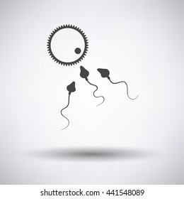 Sperm and egg cell icon on gray background, round shadow. Vector illustration.