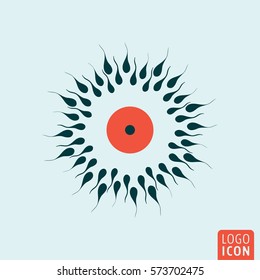 Sperm and egg cell icon. Sexual reproduction symbol. Vector illustration.