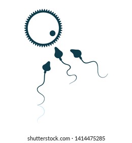 Symbol für Spermien und Eizellen. Schattenreflektionsdesign. Vektorgrafik.