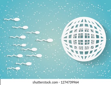 sperm and egg.The sperm cell leader . Background of moving sperm.