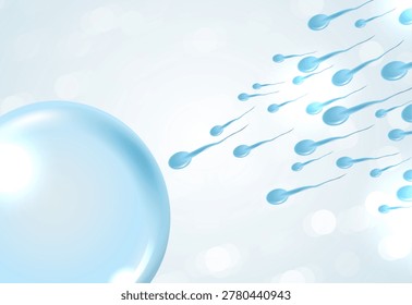 Sperm and egg cell on microscope. natural fertilization. Sperm and egg vector illustration. Reproductive medicine health care pregnancy background template. human sperm cells. vector design.