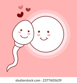 carácter espermatozoide y óvulo. tira cómica de esperma y huevo humano