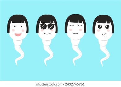 sperm and egg character. human sperm and egg cute cartoon
