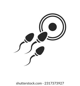 Symbol für Spermien- und Eierebene Vektorgrafik des Fortpflanzungssystems. Schwarz-farbiges, dünnes lineares Zeichen für die Iff-Unfruchtbarkeitsbehandlung