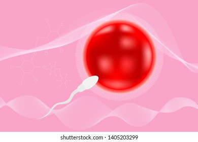 sperm and egg. happy egg with strong sperm falls in love. vector illustration. 