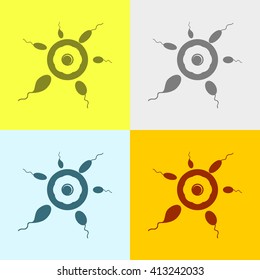 Sperm & Egg Icon on Four Different Backgrounds. Eps-10.