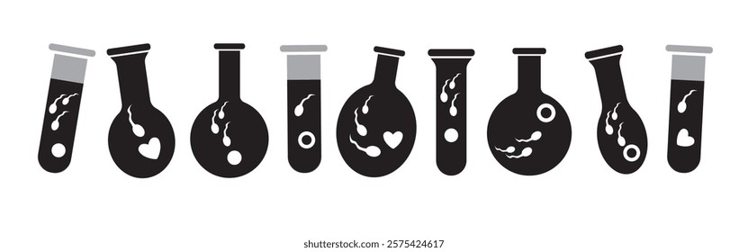 Sperm and egg in vitro as in vitro fertilization concept, isolated vector stock illustration with IVF as logo set or collection