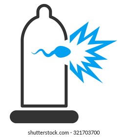 Sperm Escape vector icon. Style is bicolor flat symbol, blue and gray colors, rounded angles, white background.