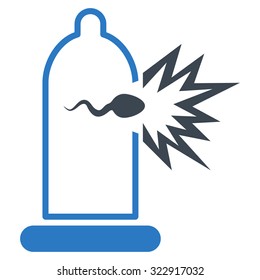 Sperm Escape vector icon. Style is bicolor flat symbol, smooth blue colors, rounded angles, white background.