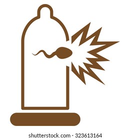 Sperm Escape vector icon. Style is flat symbol, brown color, rounded angles, white background.
