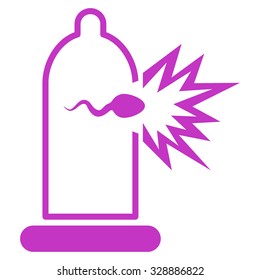 Sperm Escape vector icon. Style is flat symbol, violet color, rounded angles, white background.