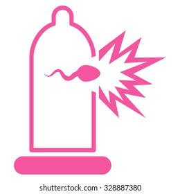 Sperm Escape vector icon. Style is flat symbol, pink color, rounded angles, white background.