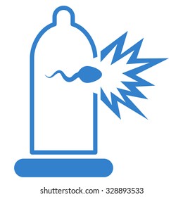 Sperm Escape vector icon. Style is flat symbol, cobalt color, rounded angles, white background.