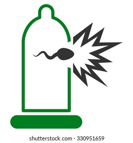 Sperm Escape vector icon. Style is bicolor flat symbol, green and gray colors, rounded angles, white background.