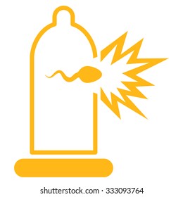 Sperm Escape vector icon. Style is flat symbol, yellow color, rounded angles, white background.