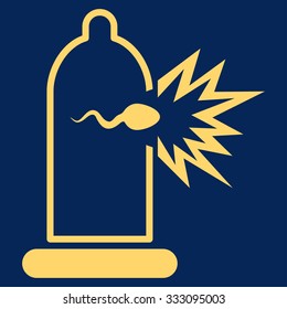 Sperm Escape vector icon. Style is flat symbol, yellow color, rounded angles, blue background.