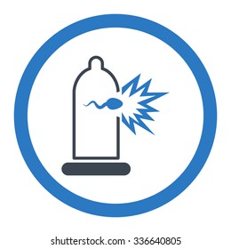Sperm Escape vector icon. Style is bicolor flat rounded symbol, smooth blue colors, rounded angles, white background.