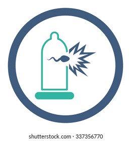 Sperm Escape vector icon. Style is bicolor flat rounded symbol, cobalt and cyan colors, rounded angles, white background.