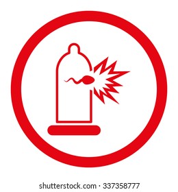 Sperm Escape vector icon. Style is flat rounded symbol, red color, rounded angles, white background.