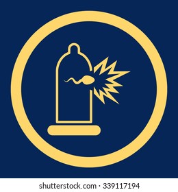 Sperm Escape vector icon. Style is flat rounded symbol, yellow color, rounded angles, blue background.