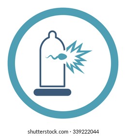 Sperm Escape vector icon. Style is bicolor flat rounded symbol, cyan and blue colors, rounded angles, white background.