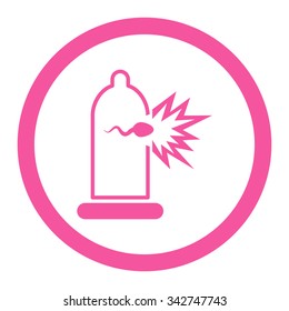 Sperm Escape vector icon. Style is flat rounded symbol, pink color, rounded angles, white background.