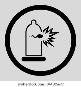 Sperm Escape vector icon. Style is flat rounded symbol, black color, rounded angles, light gray background.