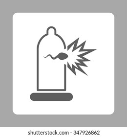 Sperm Escape vector icon. Style is flat rounded square button, dark gray and white colors, silver background.