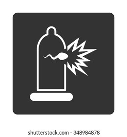 Sperm Escape vector icon. Style is flat rounded square button, white and gray colors, white background.