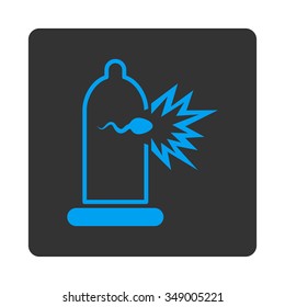 Sperm Escape vector icon. Style is flat rounded square button, blue and gray colors, white background.