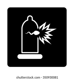 Sperm Escape vector icon. Style is flat rounded square button, white and black colors, white background.