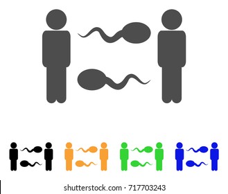 Sperm Exchange Men icon. Vector illustration style is a flat iconic sperm exchange men symbol with black, grey, green, blue, yellow color versions. Designed for web and software interfaces.