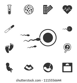 Sperm fertilizing egg cell icon. Simple element illustration. Sperm fertilizing egg cell symbol design from Pregnancy collection set. Can be used for web and mobile on white background