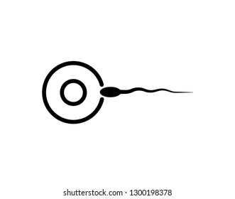 Sperm fertilizing egg cell icon. Biology and reproduction usage. Vector illustration