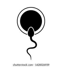 Sperm fertilizing egg cell icon. Simple element. Sperm fertilizing egg cell symbol for mobile applications on web sites and public use. Vector illustration. Black and white
