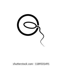Sperm fertilizing egg cell for pregnancy collection on white background.