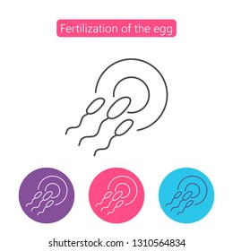 Sperm fertilizing egg cell for pregnancy collection on white background. Pregnancy symbol stock vector illustration. Medical line style illustration. Editable stroke.