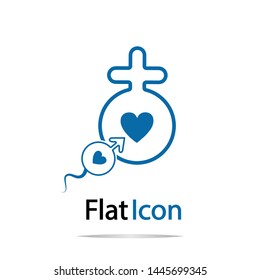 Sperm fertilizing egg icon isolated on white background.