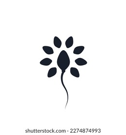 Sperm flower logo icon sign for fertility centre community Emblem on pregnancy reproductive medicine Natural design Fashion print for clothes greeting invitation card flyer educational poster banner