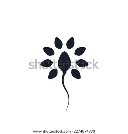 Sperm flower logo icon sign for fertility centre community Emblem on pregnancy reproductive medicine Natural design Fashion print for clothes greeting invitation card flyer educational poster banner